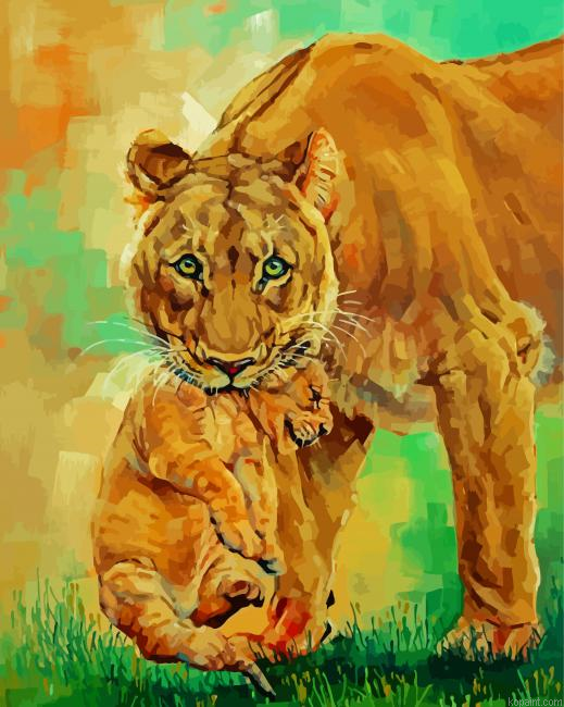 Lioness And Cubs Paint By Numbers