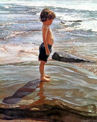 Little Boy On The Beach Steve Hanks Painting By Numberss.png