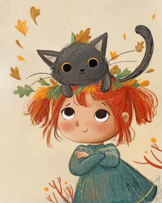 Little Girl And Cat Painting By Numberss.png