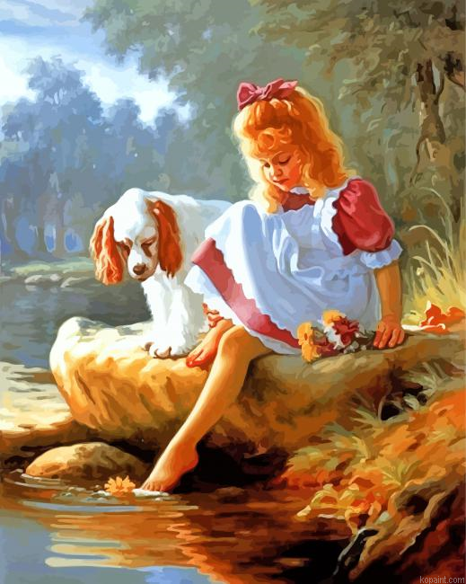 Little Girl And Dog Painting By Numberss.png