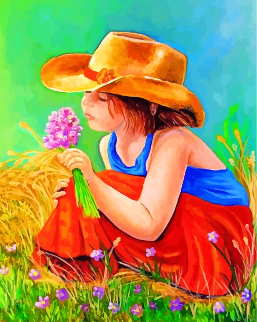 Little Girl And Flowers Painting By Numberss.png