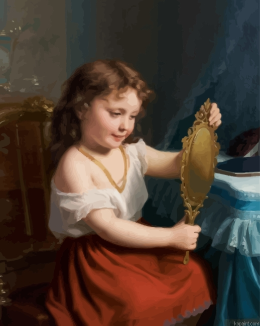 Little Girl And Mirror Painting By Numberss.png