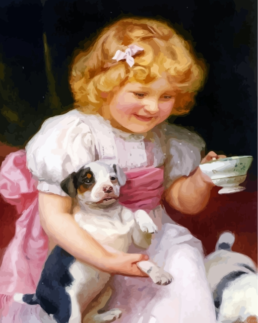 Little Girl And Puppy Painting By Numberss.png