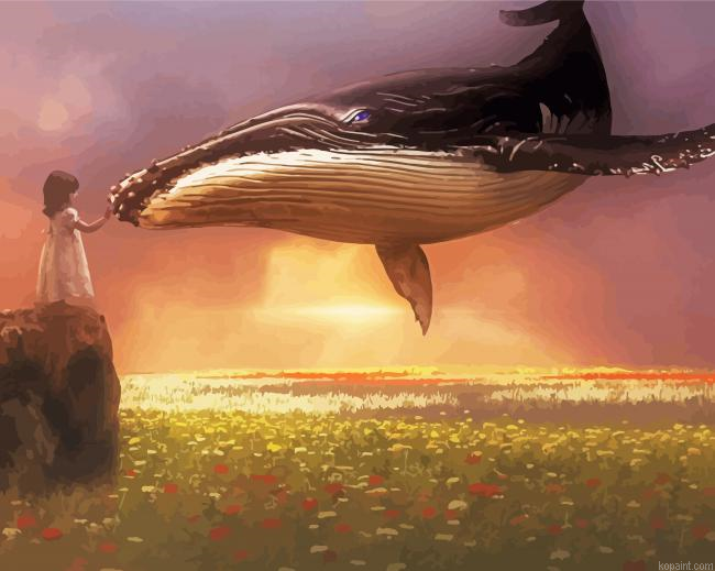 Little Girl And Whales Paint By Numbers