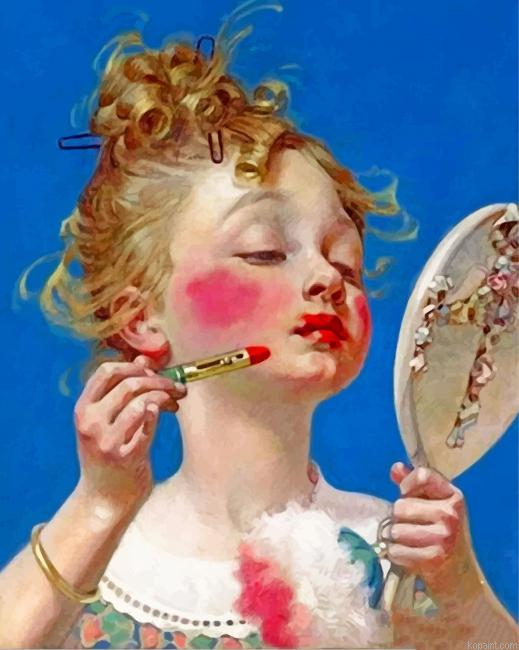 Little Girl Doing Make Up Painting By Numberss.png