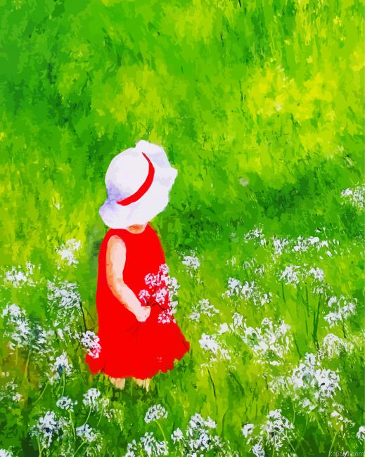 Little Girl In A Field Paint By Numbers