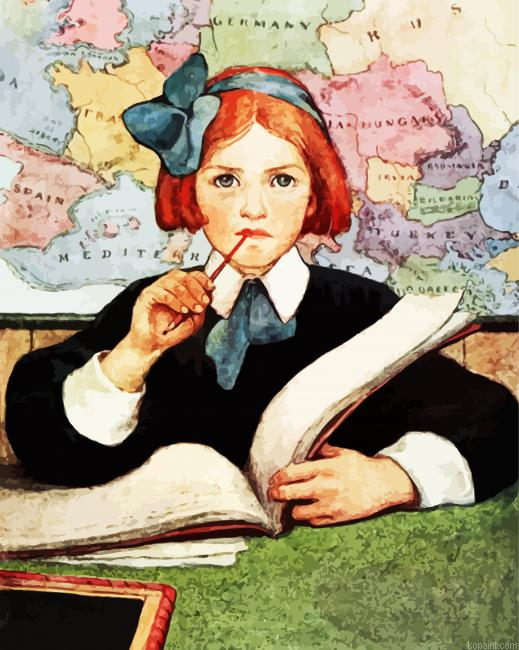 Little Girl Studying Painting By Numberss.png