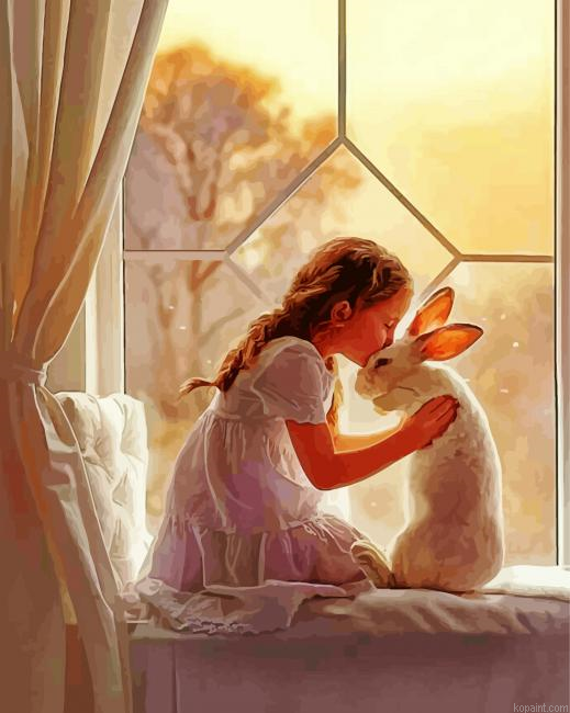 Little Girl With Rabbit Paint By Numbers