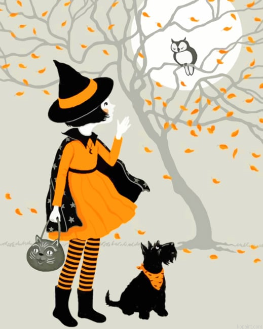 Little Halloween Witch New Painting By Numberss.png