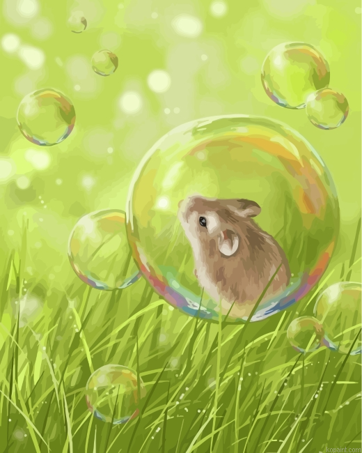 Little Mouse Inside Soap Bubble Painting By Numberss.png