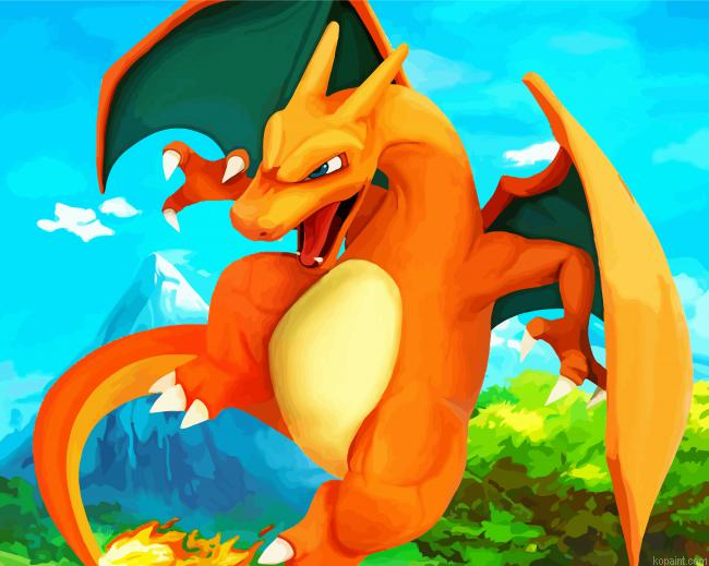 Lizardon Charizard Painting By Numberss.png