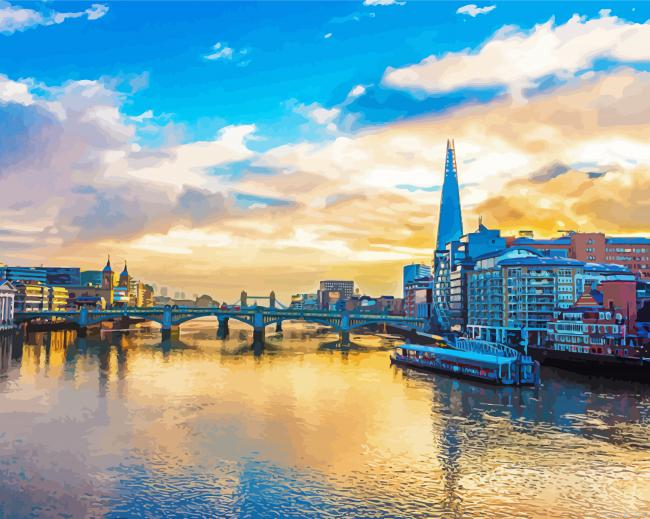 London Thames River And Buildings Painting By Numberss.png