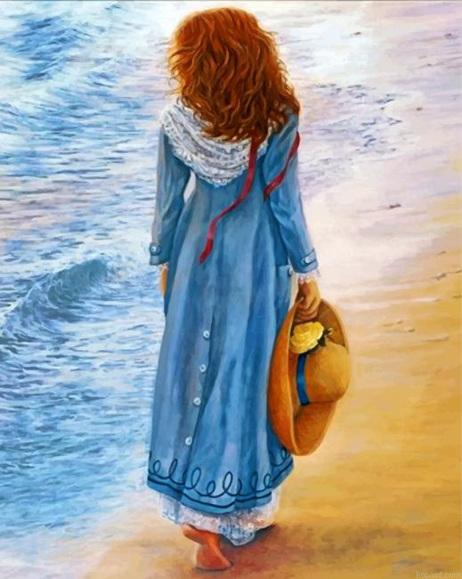 Lonely Woman On The Beach Painting By Numberss.png