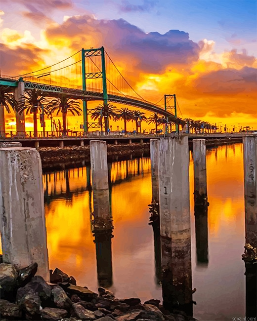 Long Beach Bridge California Sunset New Painting By Numberss.png