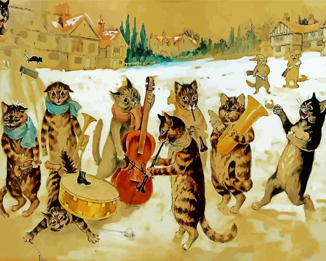 Louis Wain Carol Singing Cats Painting By Numberss.png