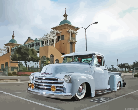 Low Rider Truck White Engine Painting By Numberss.png