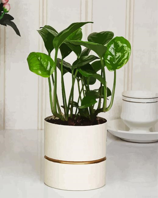 Lucky Leaf Plant Pot Painting By Numberss.png