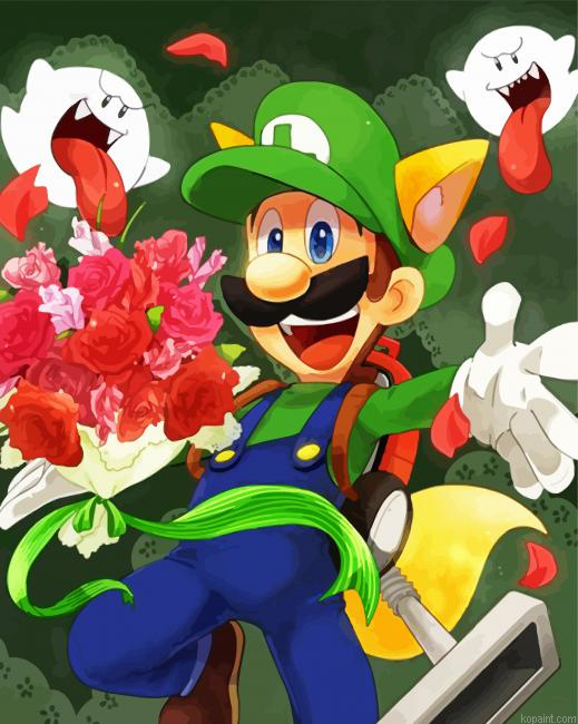 Luigi Super Mario Painting By Numberss.png