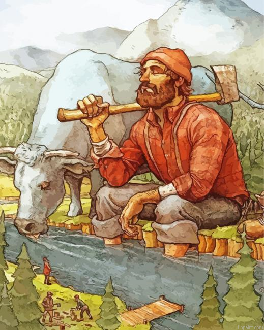 Lumberjack And Bull Paint By Numbers