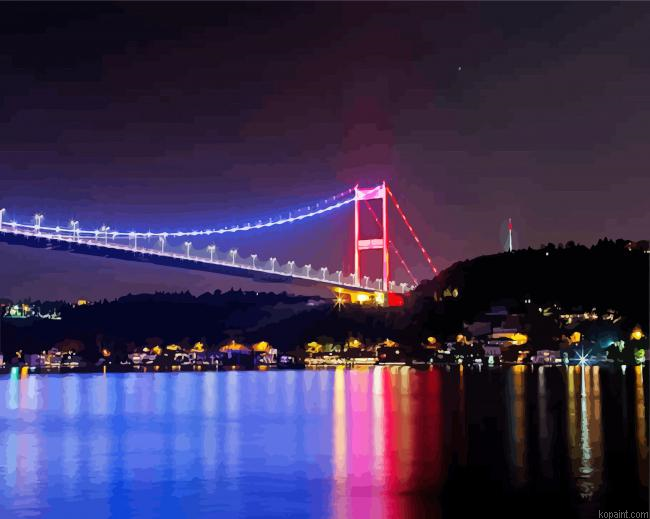 Luminous Bosphours Bridge In Turkey Painting By Numberss.png