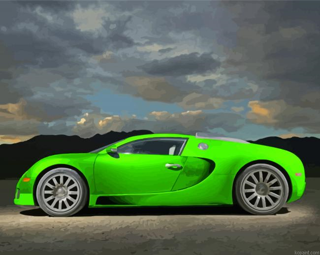Luxury Bugatti Green Car Painting By Numberss.png