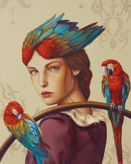Macaw Girl Art Paint By Numbers