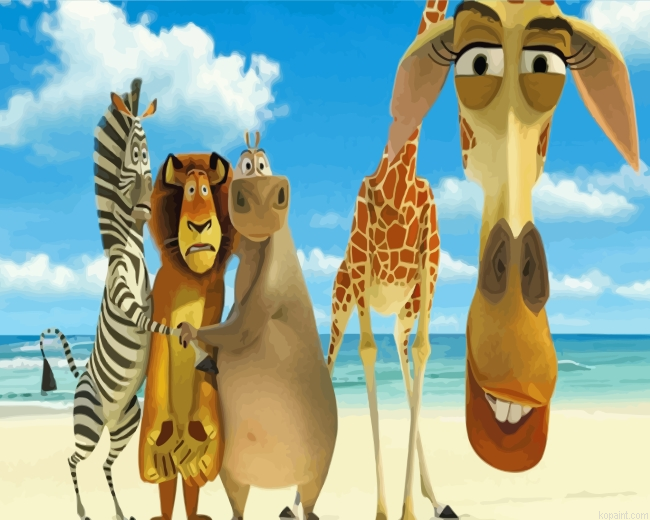 Madagascar Animation In Beach Painting By Numberss.png