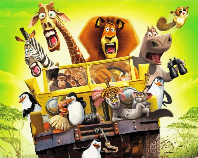 Madagascar Escape Animated Movie Painting By Numberss.png