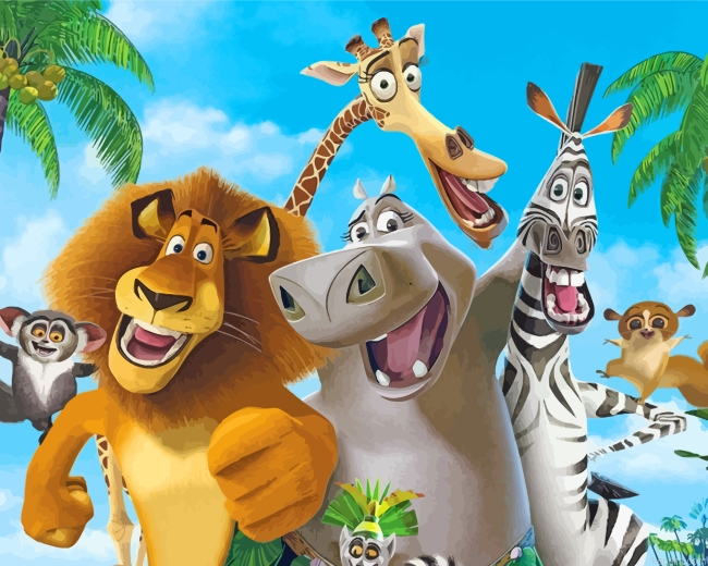 Madagascar Funny Animals Painting By Numberss.png
