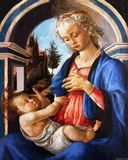 Madonna And Child By Botticelli Painting By Numberss.png