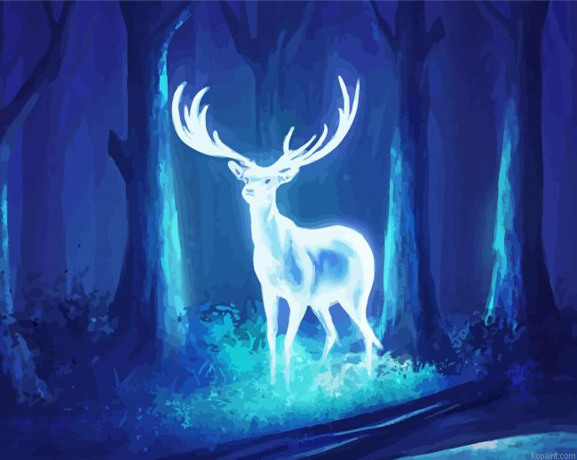 Magic White Deer In Woods Paint By Numbers