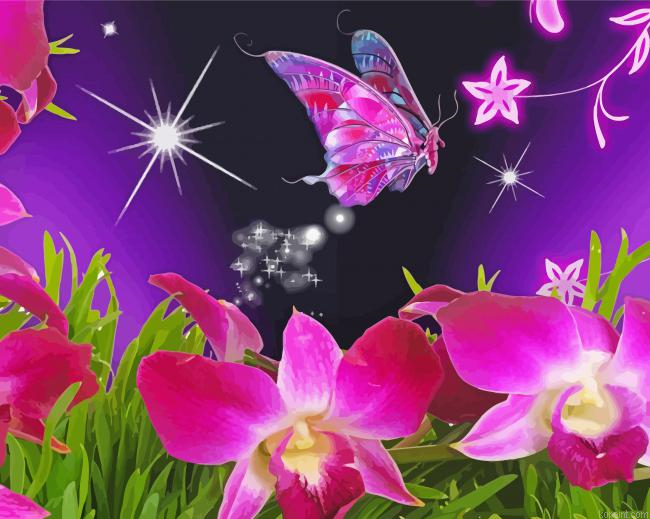 Magical Butterfly With Tulips Painting By Numberss.png
