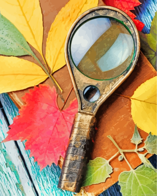 Magnifying Glass And Leaves Painting By Numberss.png