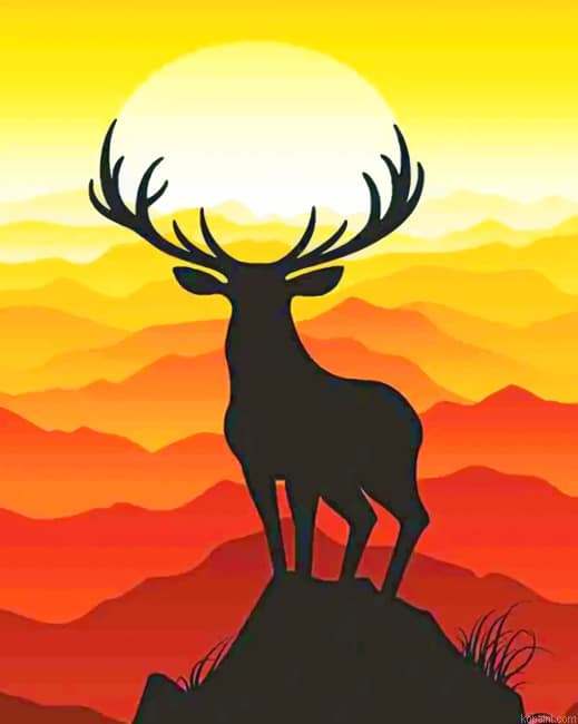 Male Deer Silhouette New Painting By Numberss.png