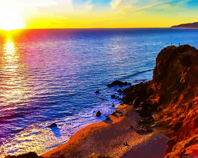 Malibu Beach At Sunset Painting By Numberss.png
