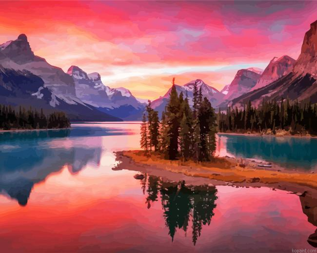 Maligne Lake At Sunset Painting By Numberss.png