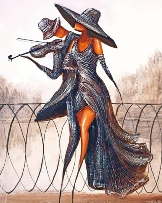 Man Playing Music For A Lady Paint By Numbers