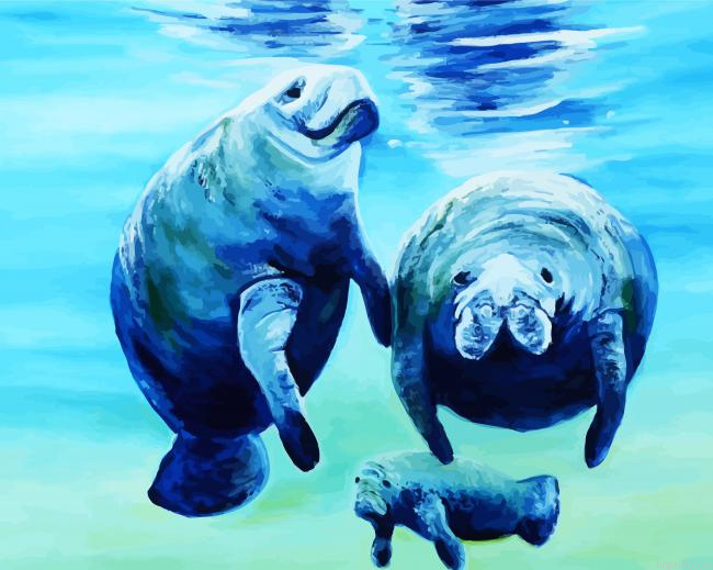 Manatee Family Painting By Numberss.png