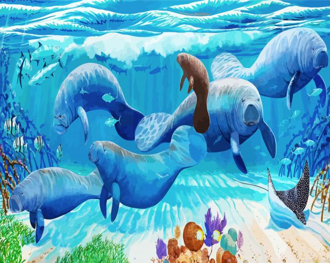 Manatees Undersea Painting By Numberss.png