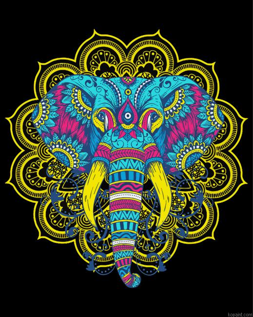 Mandala Elephant Head Paint By Numbers