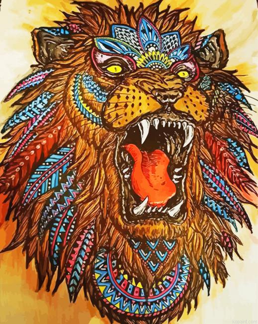 Mandala Lion Art Painting By Numberss.png