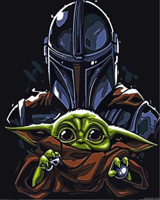 Mandalorian And Baby Yoda Painting By Numberss.png