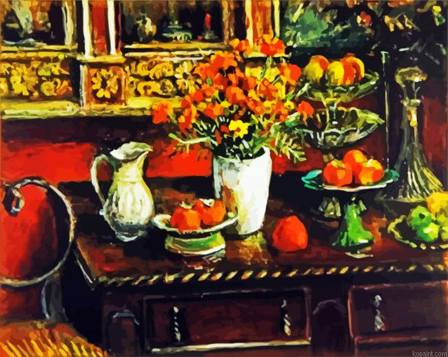 Marigolds And Fruits Margaret Olley Painting By Numberss.png
