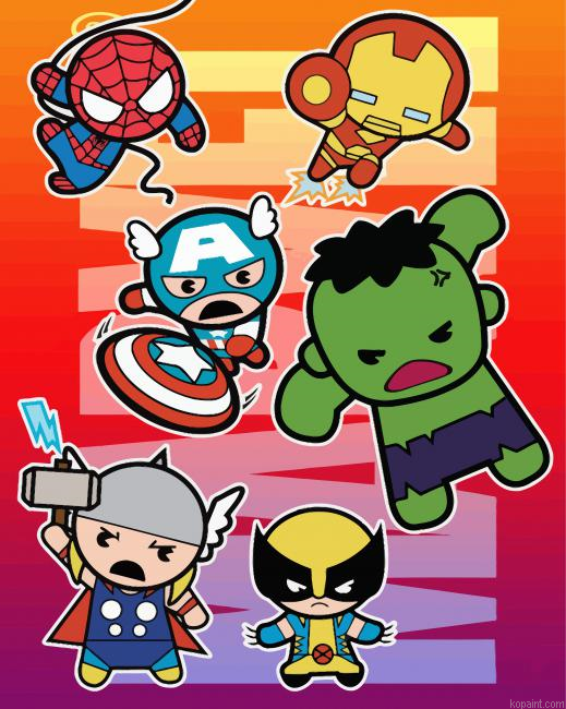 Marvel Chibi Superheroes Painting By Numberss.png