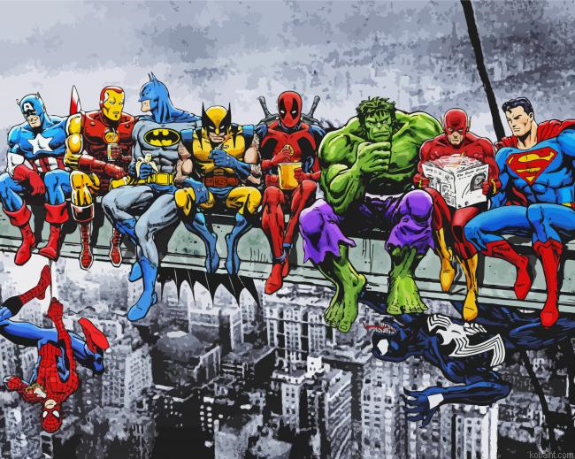 Marvel Superheroes On Skyscraper Painting By Numberss.png