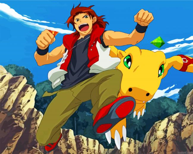 Masaru And Agumon Digimon Painting By Numberss.png
