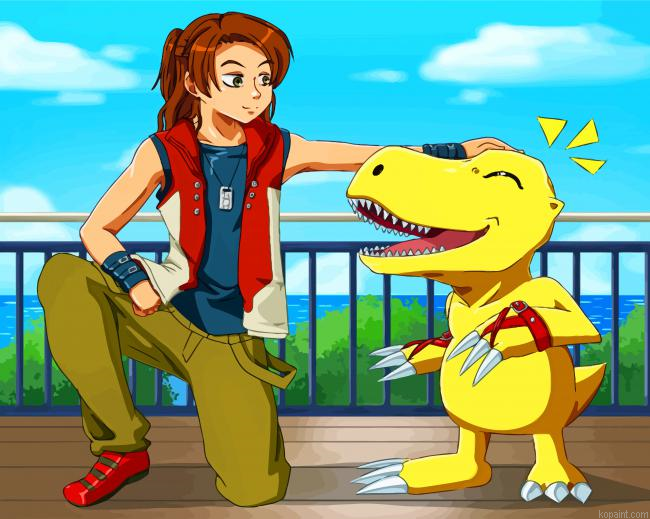 Masaru And Agumon Painting By Numberss.png
