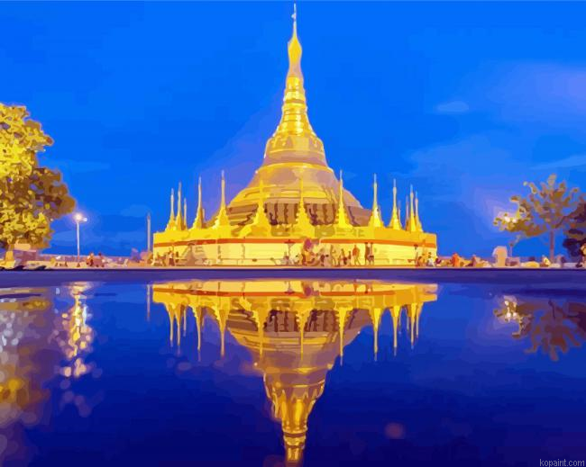 Maynmar Shwedagon Pagoda Water Reflection Painting By Numberss.png