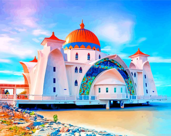 Melaka Straits Mosque Malaysia Painting By Numberss.png