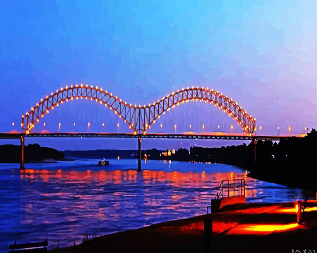Memphis Bridge At Night Painting By Numberss.png